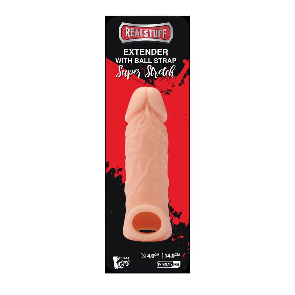 21689 REALSTUFF EXTENDER WITH BALL STRAP 5.5 PROLUNGA FALLICA PER IL PENE IN SILICONE COLOR CARNE 14 CM