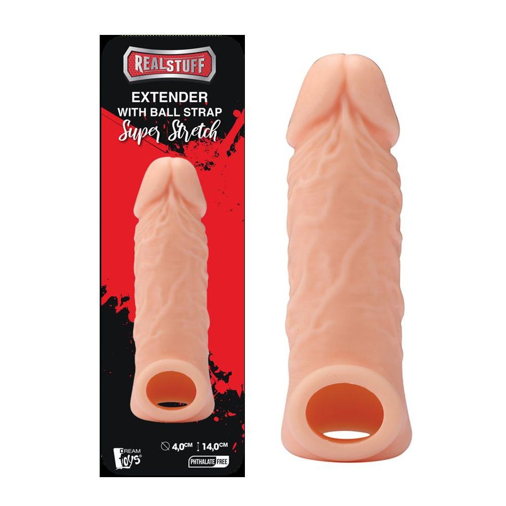 21689 REALSTUFF EXTENDER WITH BALL STRAP 5.5 PROLUNGA FALLICA PER IL PENE IN SILICONE COLOR CARNE 14 CM