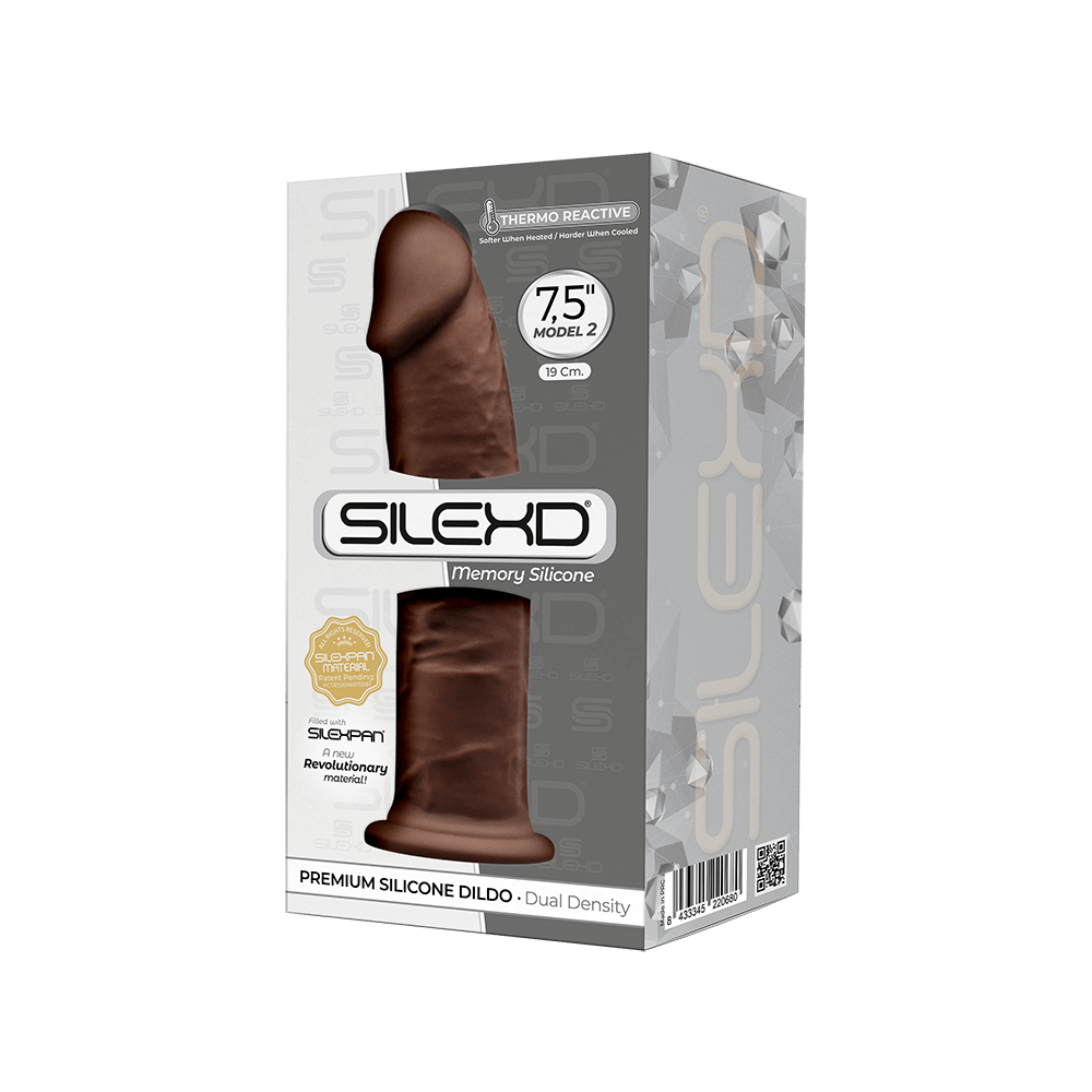 SilexD MODEL 2 - 7,5" BROWN 220680 FALLO REALISTICO PENE ARTIFICIALE IN SILICONE MEMORY TERMOREATTIVO CM 19