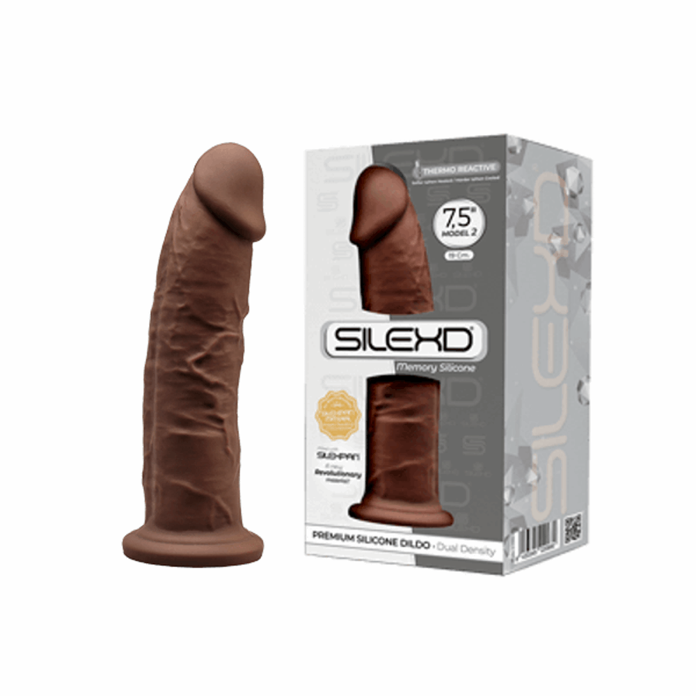 SilexD MODEL 2 - 7,5" BROWN 220680 FALLO REALISTICO PENE ARTIFICIALE IN SILICONE MEMORY TERMOREATTIVO CM 19