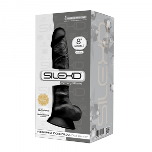 SilexD MODEL 1 - 8" BLACK 220895 FALLO REALISTICO PENE ARTIFICIALE IN SILICONE MEMORY TERMOREATTIVO CM 20