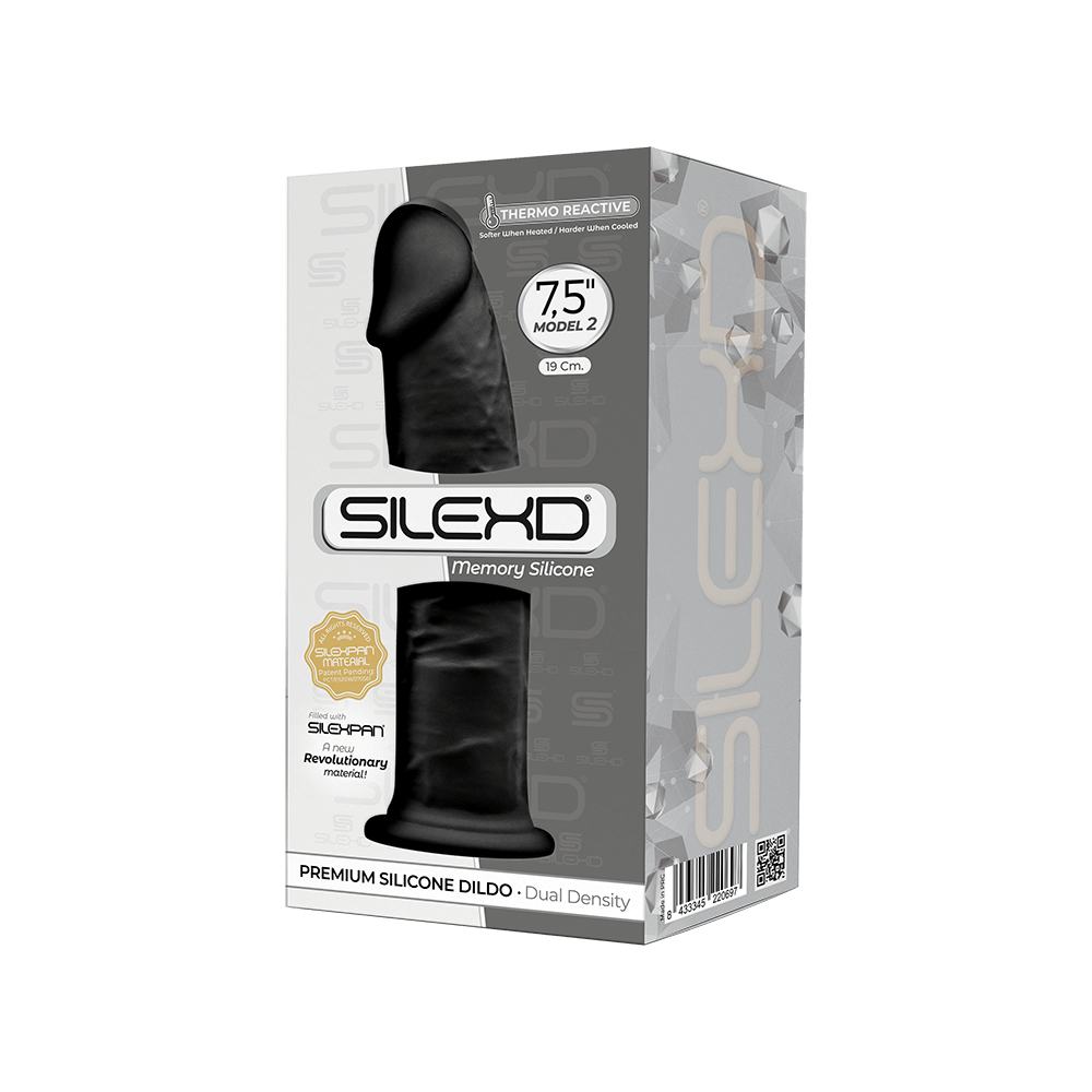 SilexD MODEL 2 - 7,5" BLACK 220697 FALLO REALISTICO PENE ARTIFICIALE IN SILICONE MEMORY TERMOREATTIVO CM 19