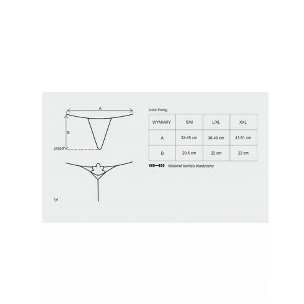 OBSESSIVE LUIZA BLACK TAGLIA S/M PERIZOMA NERO CON RICAMO POSTERIORE