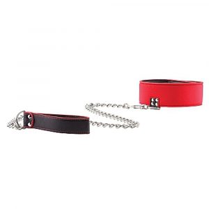 OU188RED OUCH! REVERSIBLE COLLAR WITH LEASH – RED