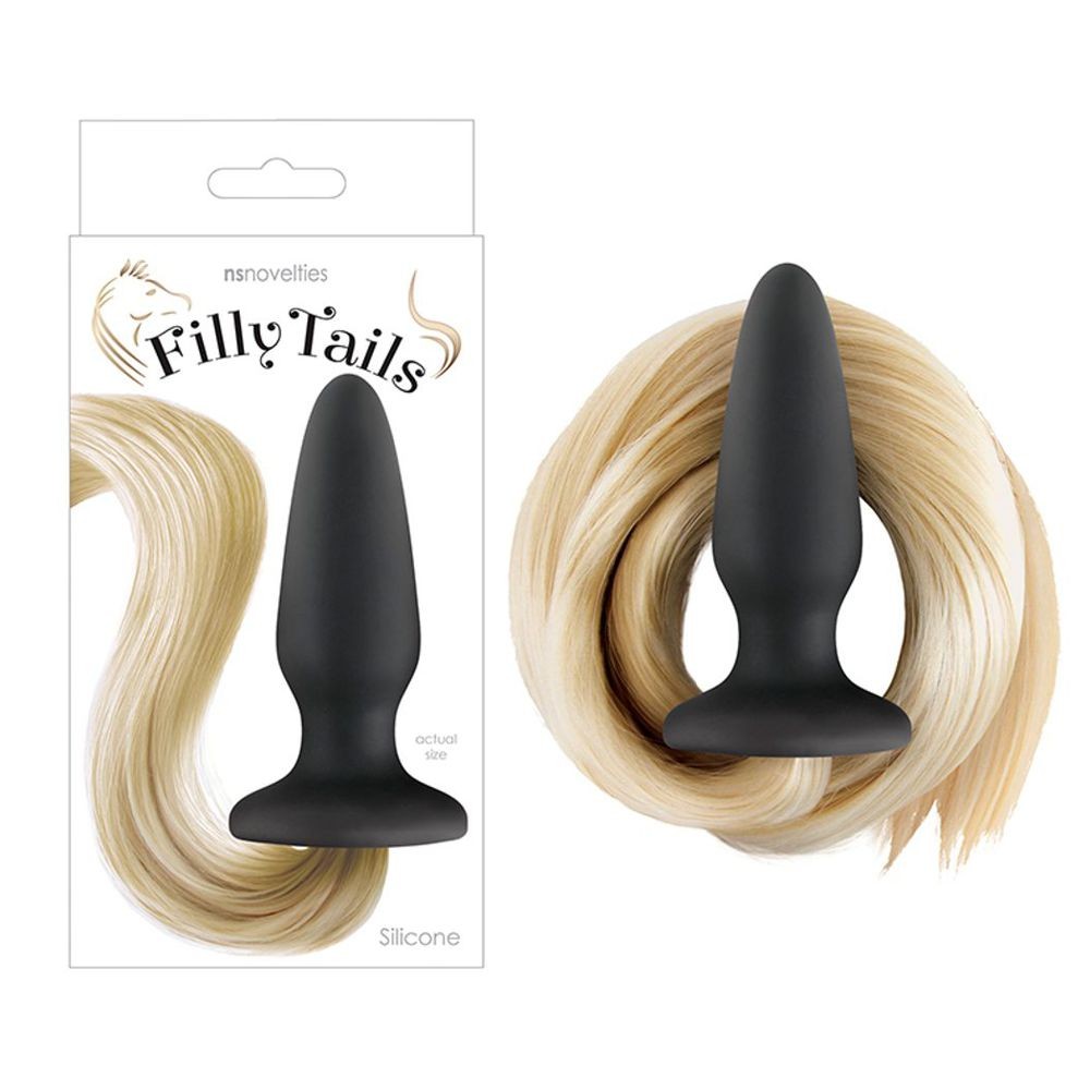 280416 FILLY TAILS PALOMINO PLUG ANALE IN SILICONE NERO CON CODA DI CAVALLO