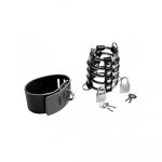 AE999 GATES OF HELL CHASTITY DEVICE GABBIA DI CASTITÀ IN METALLO E PELLE