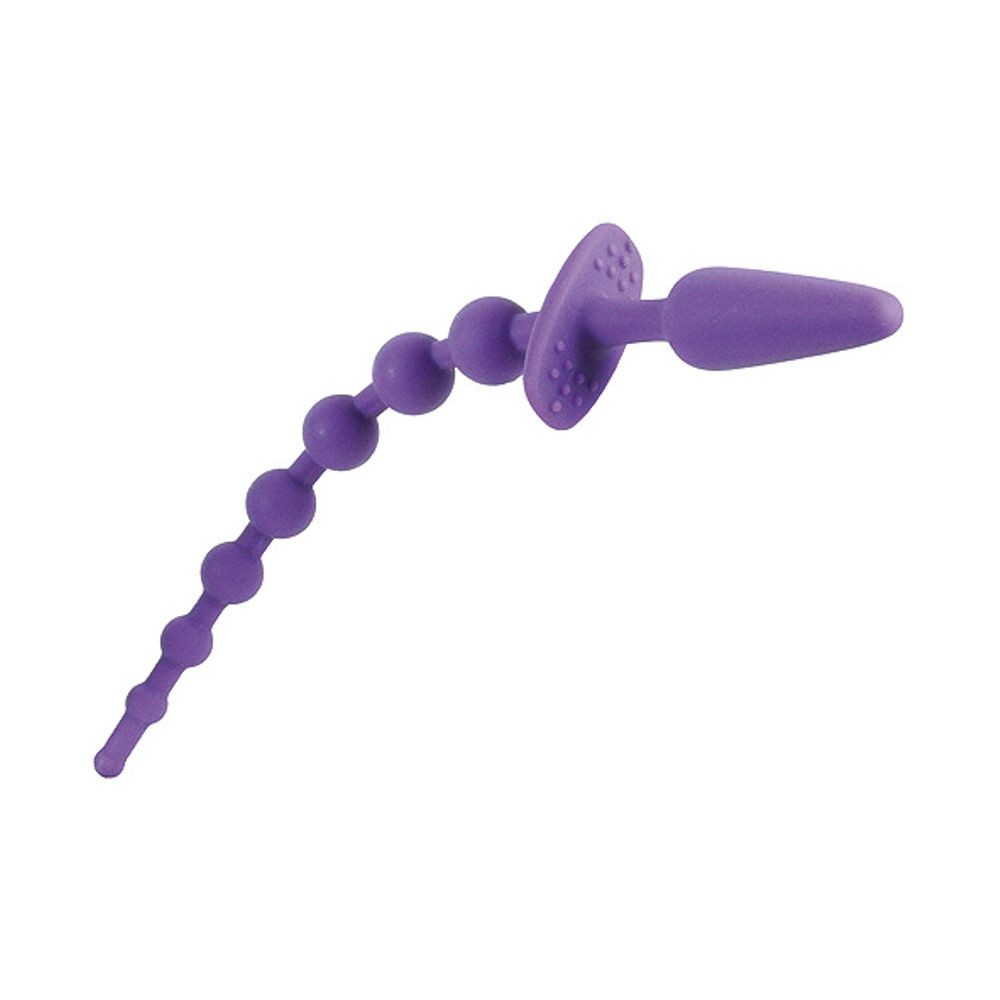 55077907 PLUG STIMOLATORE ANALE CON CODA A STRISCIA DI PALLINE ANALI DECRESCENTI COLORE VIOLA CIRCA 30 CM