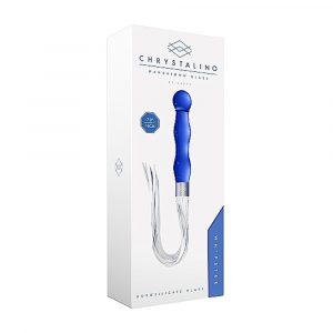 CHR019BLU WHIPSTER &ndash; BLUE PLUG ANALE IN VETRO BOROSILICATO BLU CON FRUSTA IN FINTA PELLE BIANCA