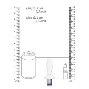 CHR020WHT TAIL – WHITE PLUG ANALE IN VETRO BOROSILICATO BIANCO CON FRUSTA IN FINTA PELLE BLU