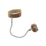 OU169BRN COLLARE CON POLSIERE IN CUOIO RIGENERATO COLLEGATE DA CATENA IN OTTONE