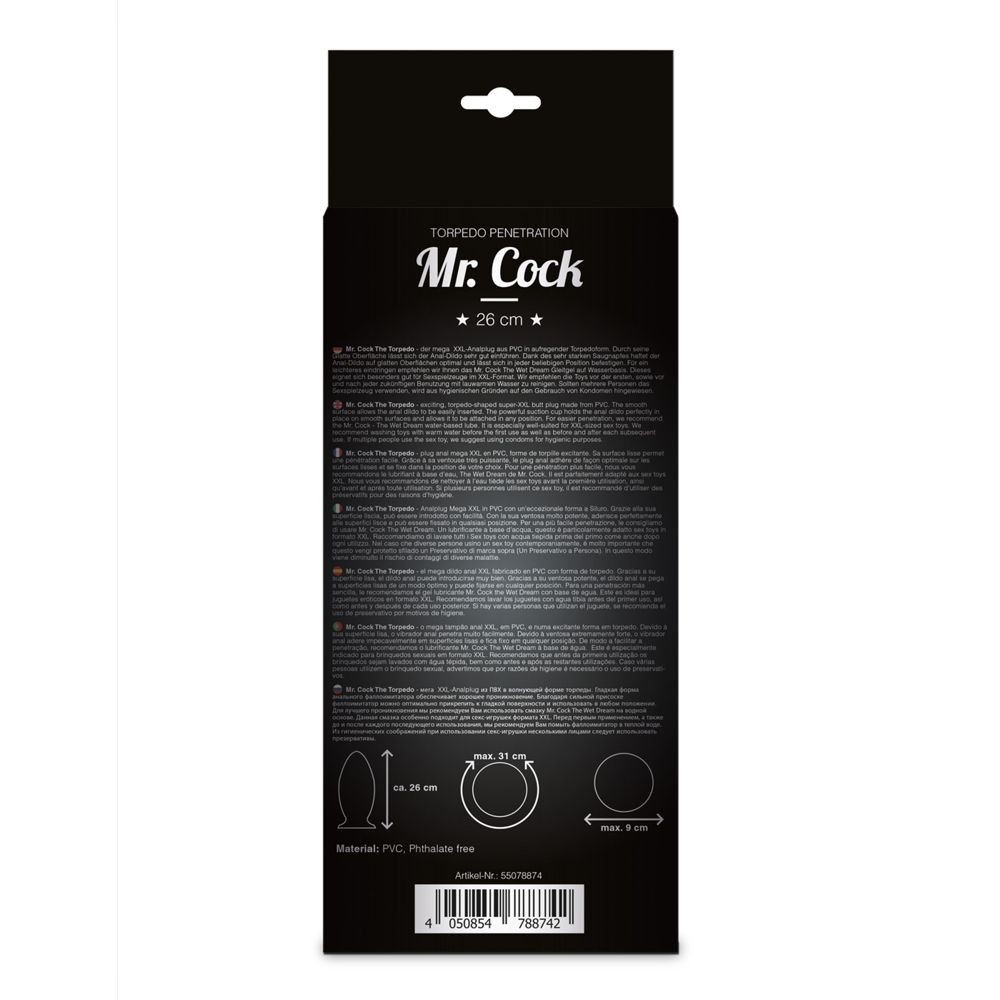 MR.COCK X-TREME LINE TORPEDO PLUG ANALE STIMOLATORE NERO LUNGHEZZA CIRCA 26 CM DIAMETRO CIRCA 9 CM