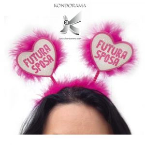 3509-1 CERCHIETTO CON ANTENNE CUORICINO E MARABÙ FUXIA SCRITTA “FUTURA SPOSA” ADDIO AL NUBILATO PARTY