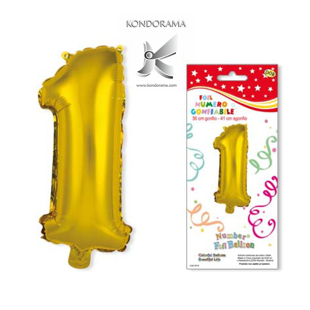 3419-2G NUMERI GONFIABILI IN FOIL NUMERO DUE ORO