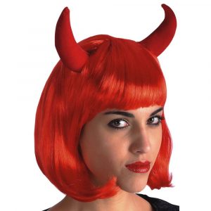 02503-1-PARRUCCA-PIN-UP-ROSSA-CORNA PARRUCCA PIN UP ROSSA C/CORNA IN BUSTA