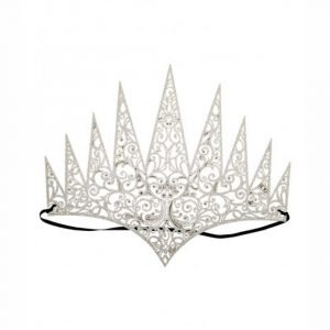 06578-1 CORONA REGINA IN TESSUTO INTAGLIATO ARGENTO C/GLITTER IN BUSTA C/CAV.