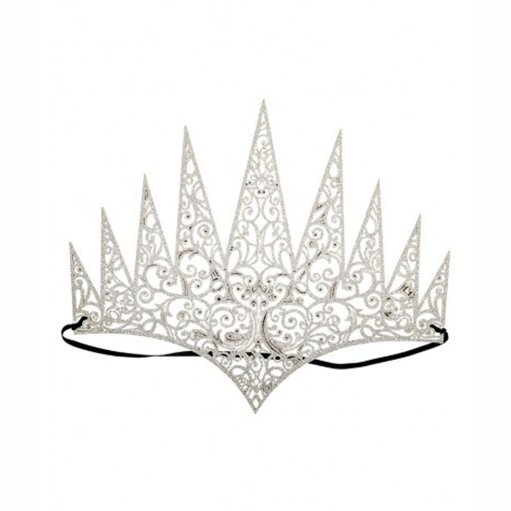 06578-1 CORONA REGINA IN TESSUTO INTAGLIATO ARGENTO C/GLITTER IN BUSTA C/CAV.