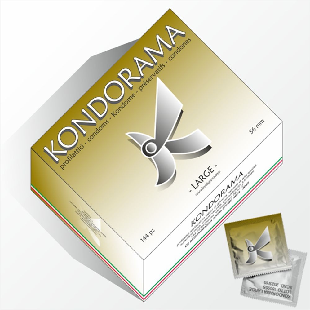 KONDORAMA LARGE PROFILATTICI PRESERVATIVI TRASPARENTI NON AROMATIZZATI 144 PZ DIAMETRO 56 MM