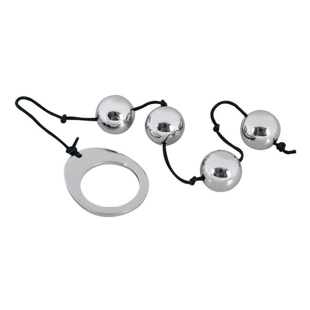 D-225042 PALLINE DI METALLO ANALI VAGINALI 4 PZ CON FILO