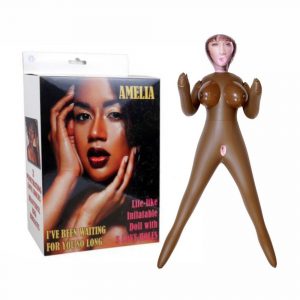 AMELIA LOVE DOLL BAMBOLA GONFIABILE NERA DI COLORE GRANDEZZA REALE 3 FORI