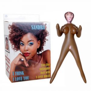 SANDRA LOVE DOLL BAMBOLA GONFIABILE NERA DI COLORE GRANDEZZA REALE 3 FORI