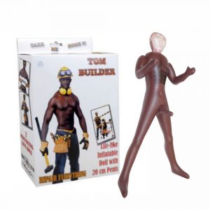 BUILDER LOVE DOLL BAMBOLO GONFIABILE UOMO MASCHIO NERO DI COLORE MURATORE SUPERDOTATO 20 CM