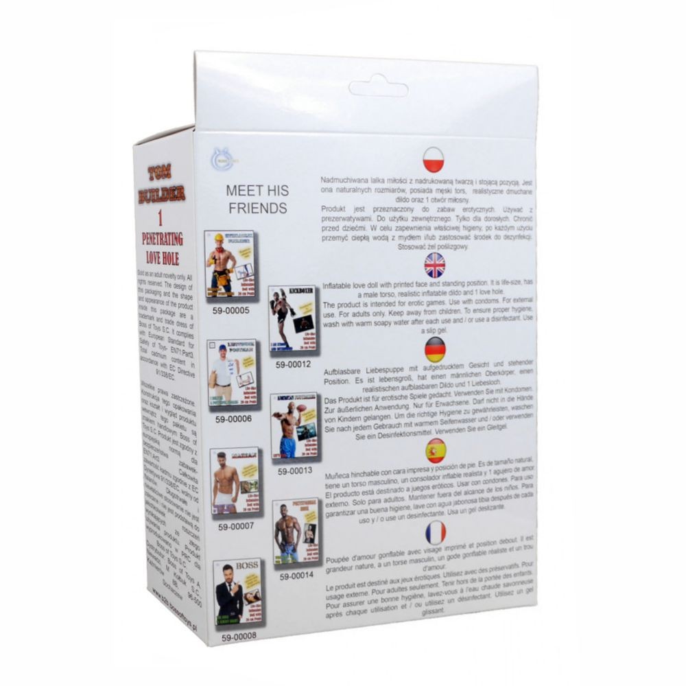 BUILDER LOVE DOLL BAMBOLO GONFIABILE UOMO MASCHIO NERO DI COLORE MURATORE SUPERDOTATO 20 CM