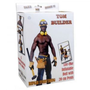 BUILDER LOVE DOLL BAMBOLO GONFIABILE UOMO MASCHIO NERO DI COLORE MURATORE SUPERDOTATO 20 CM