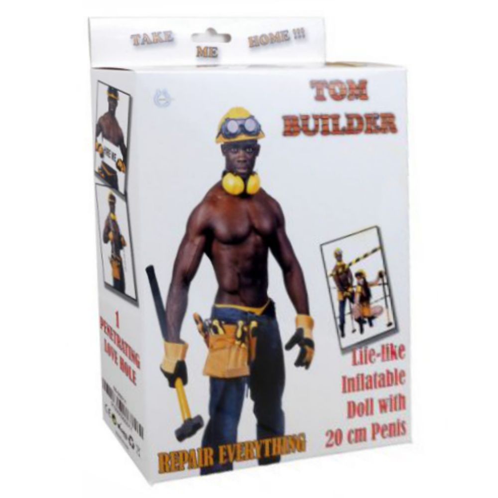 BUILDER LOVE DOLL BAMBOLO GONFIABILE UOMO MASCHIO NERO DI COLORE MURATORE SUPERDOTATO 20 CM