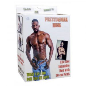 HUNK LOVE DOLL BAMBOLO GONFIABILE MASCHIO UOMO NERO DI COLORE SUPERDOTATO 20 CM