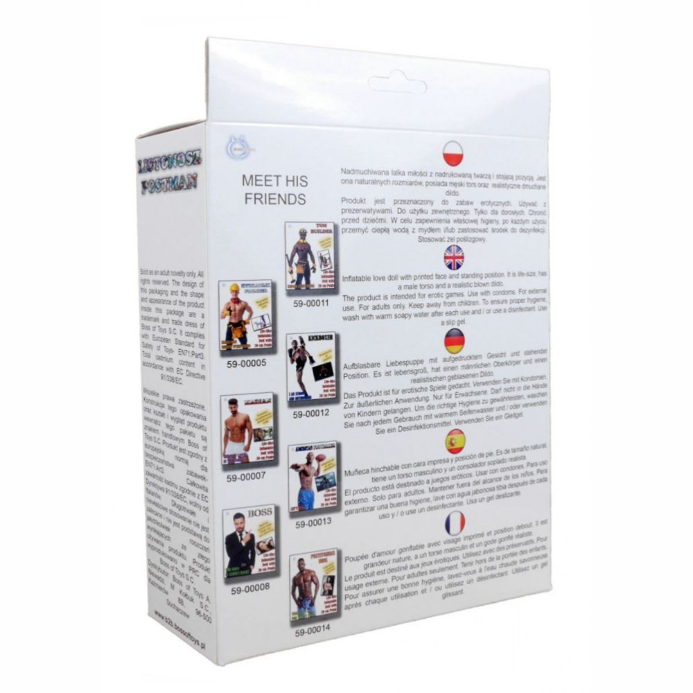 POSTMAN LOVE DOLL BAMBOLO GONFIABILE MASCHIO UOMO BIANCO POSTINO SUPERDOTATO 20 CM
