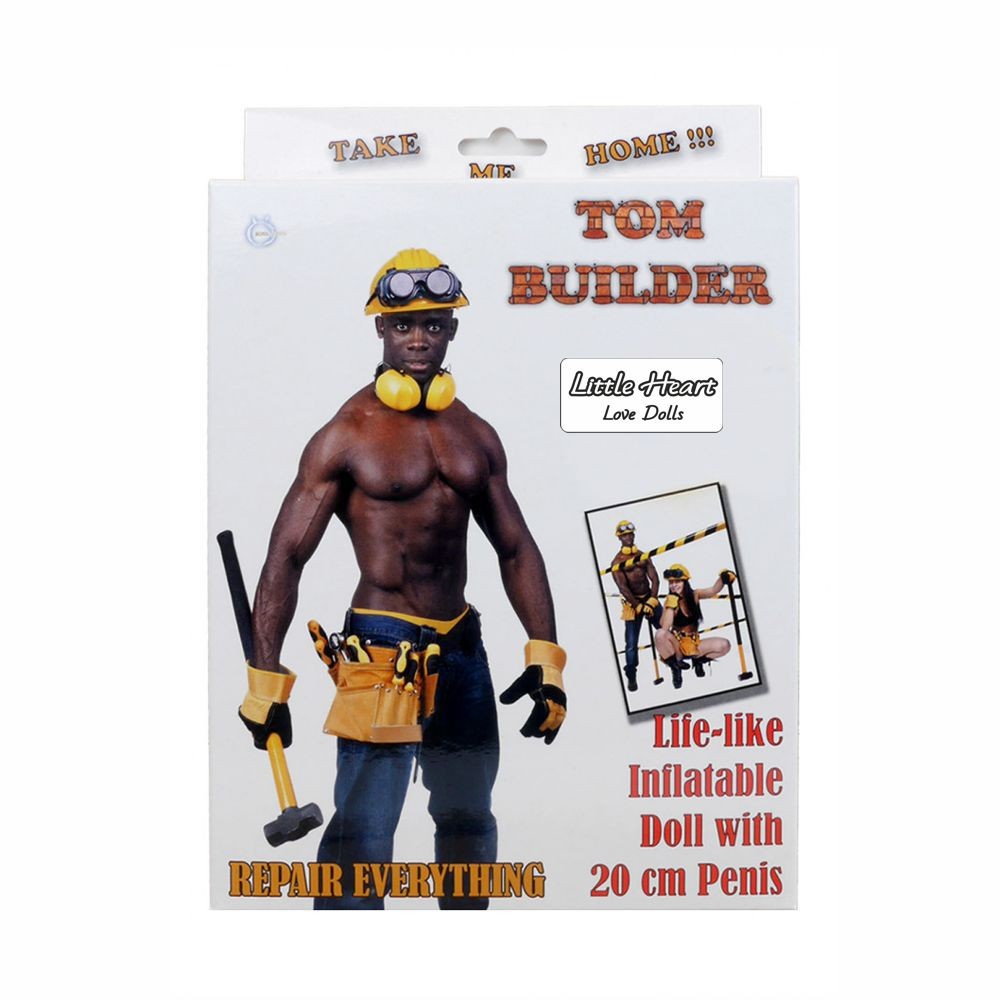 BUILDER LOVE DOLL BAMBOLO GONFIABILE UOMO MASCHIO NERO DI COLORE MURATORE SUPERDOTATO 20 CM