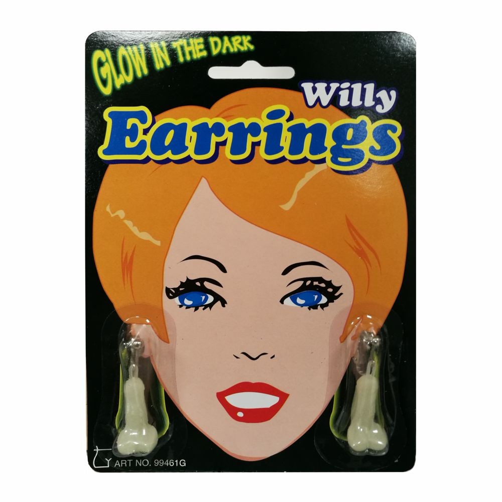 3292 COPPIA DI ORECCHINI FLUO CON PISELLO PARTY GADGET SCHERZO PER ADULTI ADDIO AL NUBILATO