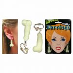 3292 COPPIA DI ORECCHINI FLUO CON PISELLO PARTY GADGET SCHERZO PER ADULTI ADDIO AL NUBILATO