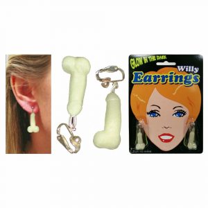 3292 COPPIA DI ORECCHINI FLUO CON PISELLO PARTY GADGET SCHERZO PER ADULTI ADDIO AL NUBILATO