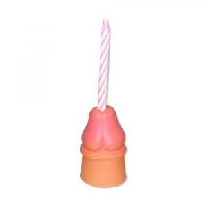 PORTACANDELA PENE PISELLO CON CANDELINA AUGURI DI BUON COMPLEANNO HAPPY BIRTHDAY
