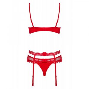 OBSESSIVE HEARTINA 3-PCS SET RED S/M SET DI TRE PEZZI ROSSO LINGERIE SEXY