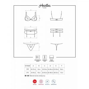 OBSESSIVE HEARTINA 3-PCS SET RED S/M SET DI TRE PEZZI ROSSO LINGERIE SEXY