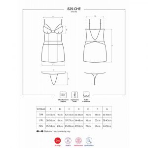 OBSESSIVE CHEMISE & THONG S/M 829-CHE-3 ABITINO ROSSO CON MUTANDINE