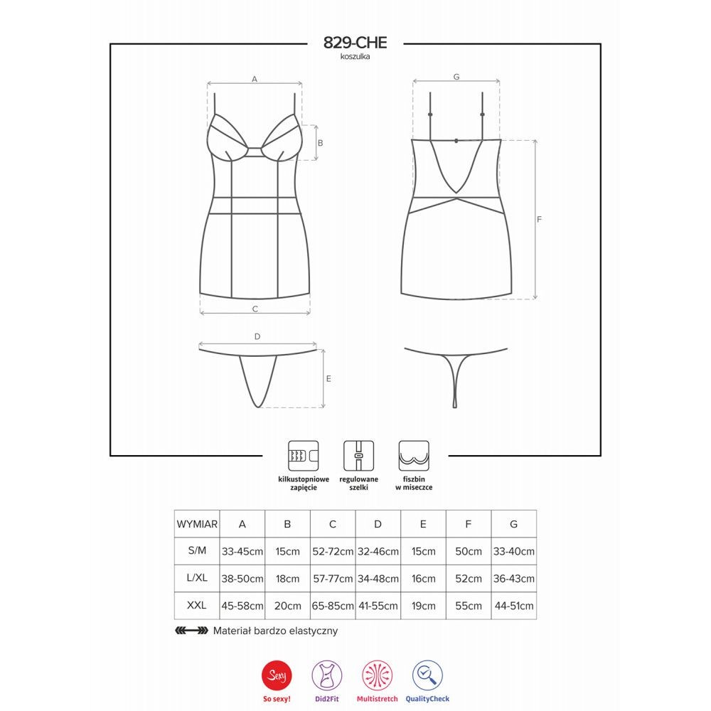 OBSESSIVE CHEMISE & THONG S/M 829-CHE-3 ABITINO ROSSO CON MUTANDINE