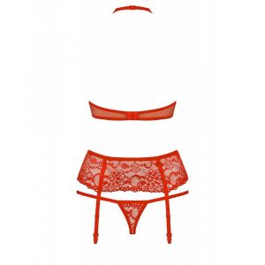 OBSESSIVE THREE-PCS SET RED S/M 838-SEG-3 SET ROSSO LINGERIE SEXY