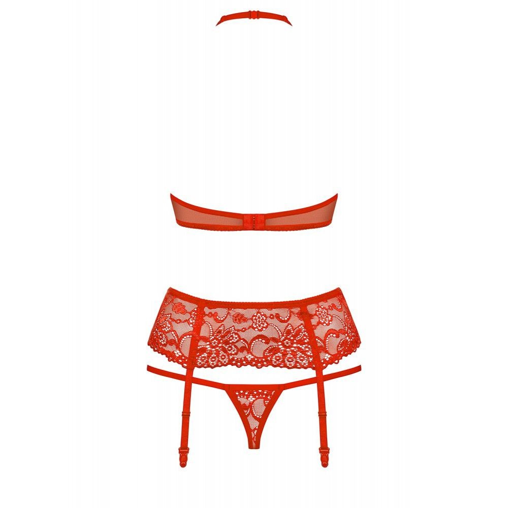 OBSESSIVE THREE-PCS SET RED S/M 838-SEG-3 SET ROSSO LINGERIE SEXY