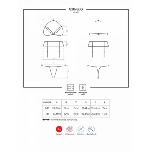 OBSESSIVE THREE-PCS SET RED S/M 838-SEG-3 SET ROSSO LINGERIE SEXY