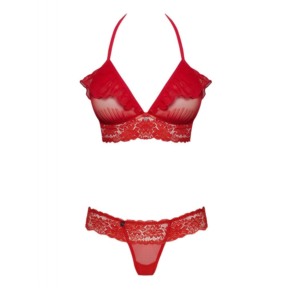 OBSESSIVE TWO-PCS SET S/M 863-SET-3 LINGERIE SEXY ROSSO