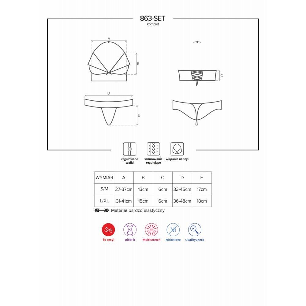 OBSESSIVE TWO-PCS SET S/M 863-SET-3 LINGERIE SEXY ROSSO