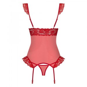 OBSESSIVE CORSET & THONG S/M 863-COR-3 LINGERIE SEXY ROSSO