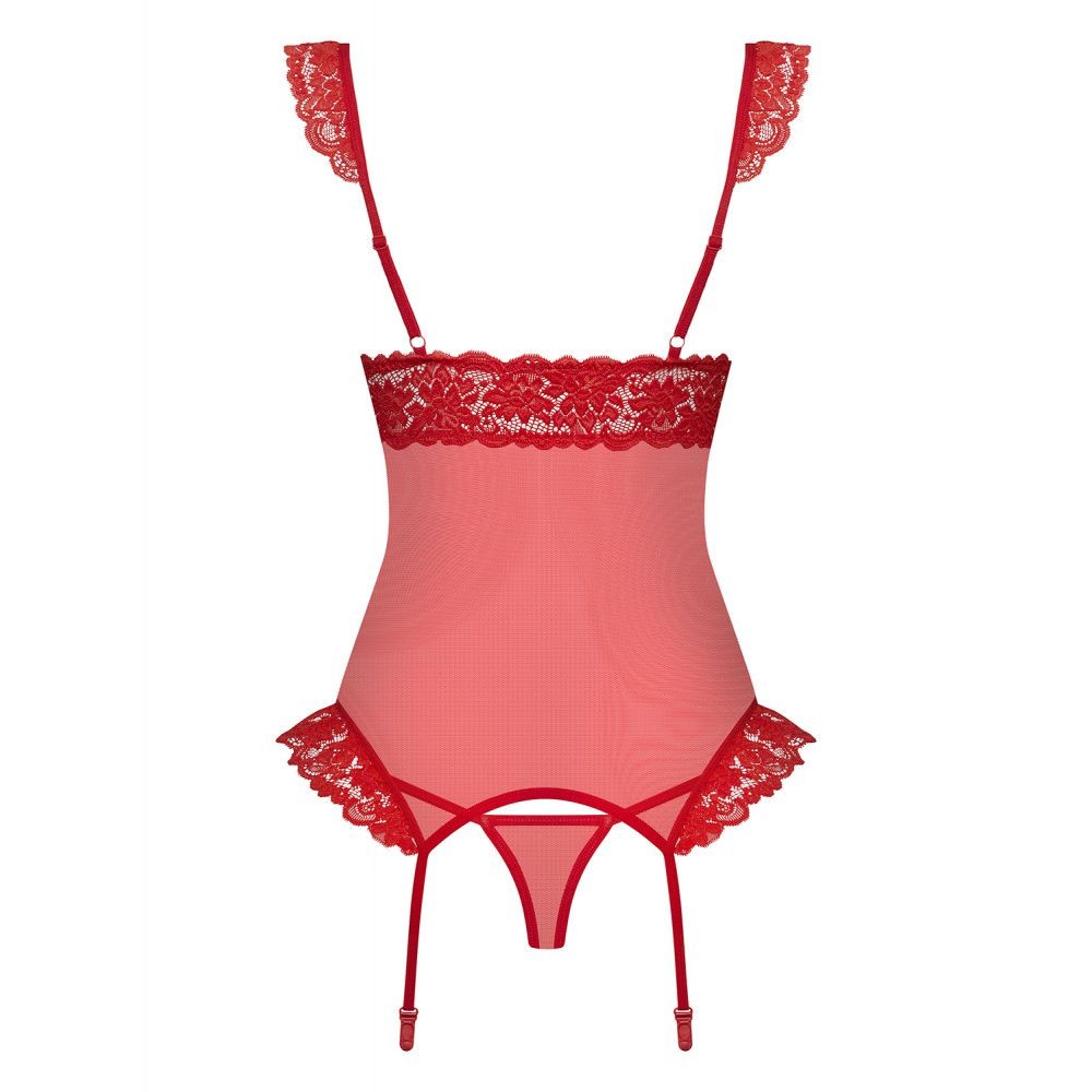 OBSESSIVE CORSET & THONG S/M 863-COR-3 LINGERIE SEXY ROSSO