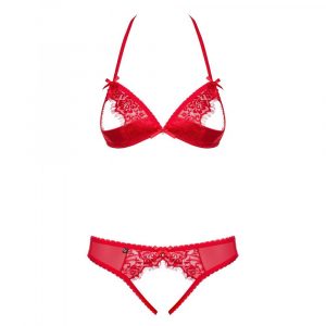OBSESSIVE TWO-PCS SET S/M 870-SEC-3 LINGERIE SEXY ROSSO