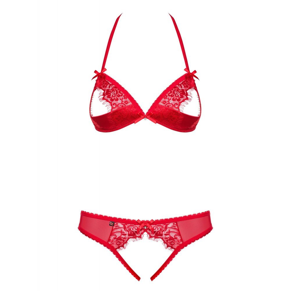 OBSESSIVE TWO-PCS SET S/M 870-SEC-3 LINGERIE SEXY ROSSO
