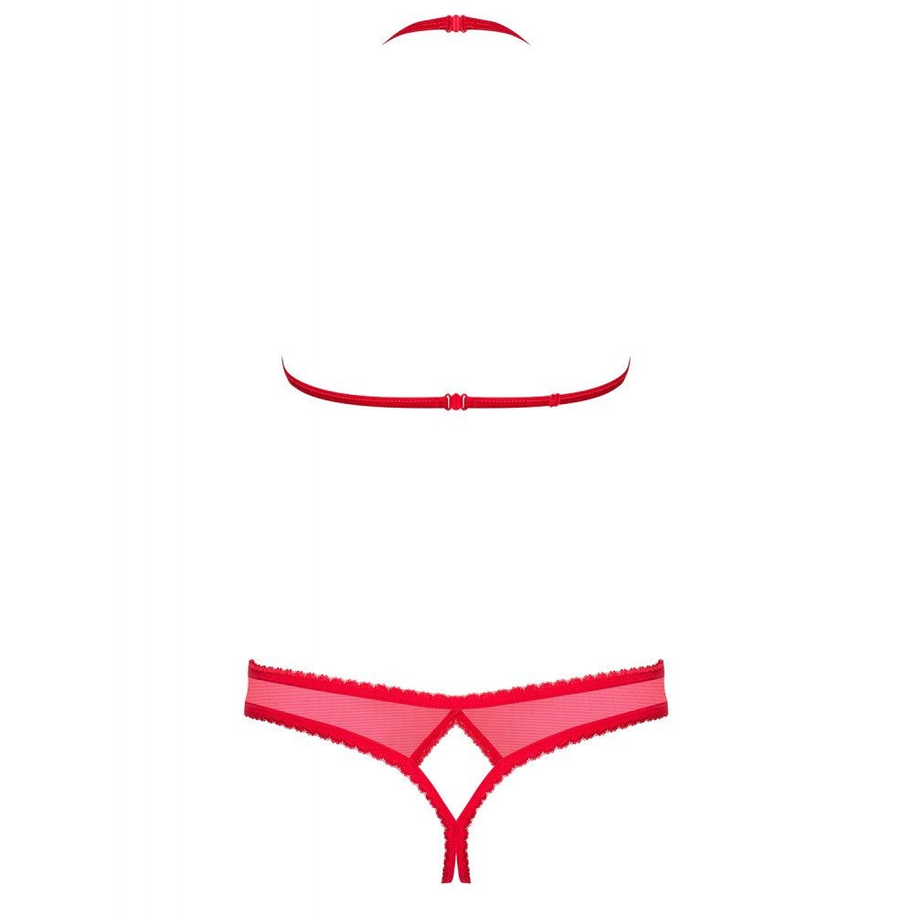 OBSESSIVE TWO-PCS SET S/M 870-SEC-3 LINGERIE SEXY ROSSO