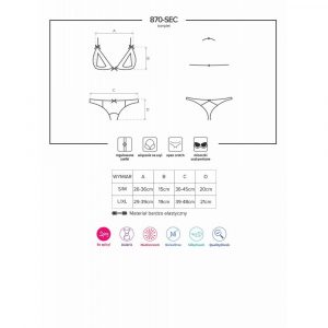 OBSESSIVE TWO-PCS SET S/M 870-SEC-3 LINGERIE SEXY ROSSO